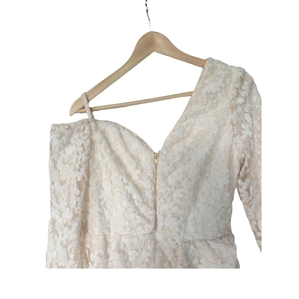 Nwt Self-Portrait Sequin Ruffle Mini Dress Ivory - Picture 7 of 15